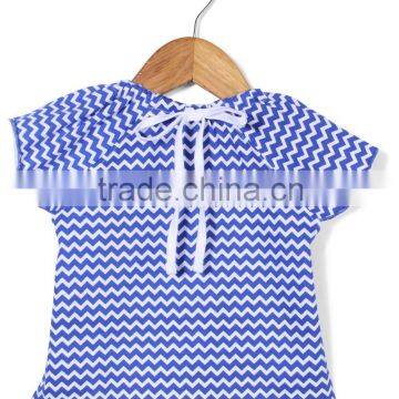 2016 Pictures of Girls Cotton Short Sleeves Chevron Tops With Headband photo-3