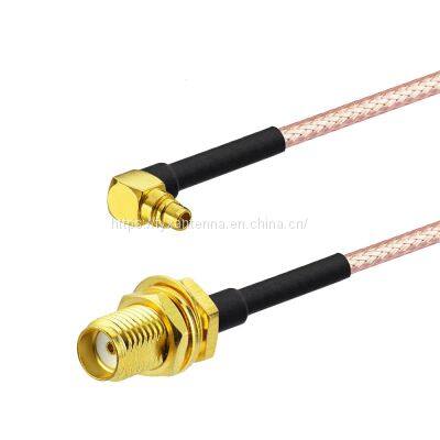 SMA Bulkhead Female to R/A MMCX Male RF Cable, RG316 Cable Assembly