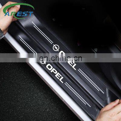 4pcs Car Sticker Door Carbon leather Fiber Sill Plate For opel astra j corsa d astra astra k vectra bvectra b insignia vivaro