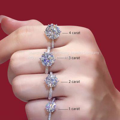 Classic 925 Sterling Silver moissanite Ring 1ct 2ct 3ct Round Brilliant Cut Simple Engagement Anniversary Ring fine jewelry