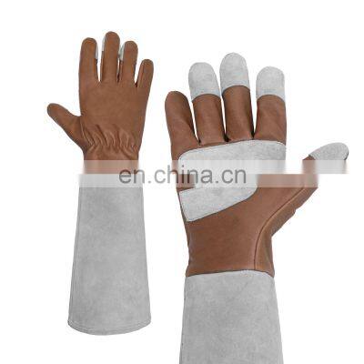 HANDLANDY Long Sleeve Cut Proof Landscaping Rose Pruning Leather Work Gloves Puncture Proof Garden Gloves Women