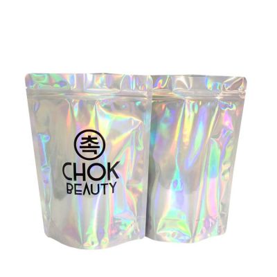 China Suppliers Holographic Plastic Zipper Bag Polypropylene Bag Stand Up Pouch Manufacturers