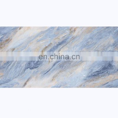 750x1500 mm 11mm thickness full body beautiful blue marble book match polished glazed porcelain tile JM758467F