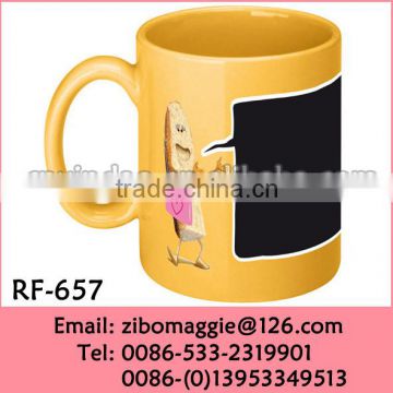 11oz Straight Porcelain Soup Mug with Blackboard for Chalk Coffee Mugs