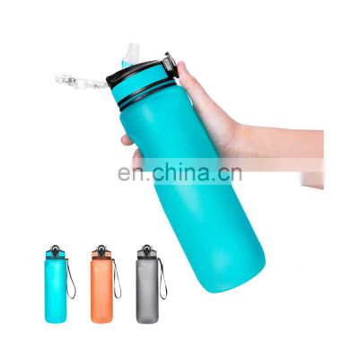 32oz motivational fitness sports custom portable transparent water leak-proof outdoor square plastic bottle