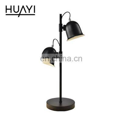 HUAYI Hot Selling Iron Lamp Body Double Light Indoor 10W Indoor Bedroom Office LED Table Lamp photo-2