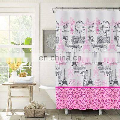Custom Eco-friendly Disposable Printed Peva Bath Shower Curtain photo-2