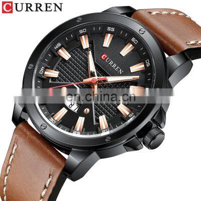 Curren 8376 2020 New Design Mens Quartz Watch Fashion Leather Water Resistant Calendar Wrist Watches for Men