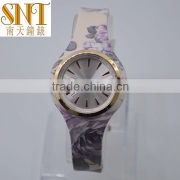 promotion silicone watch lady Floral pattern strap watch sunray dial fashion