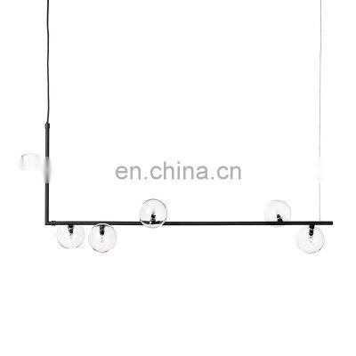 Simple LED Chandelier Glass Ball Ceiling Lights Restaurant Bar LED Hanging Light Black Gold Office Long Pendant Lamp