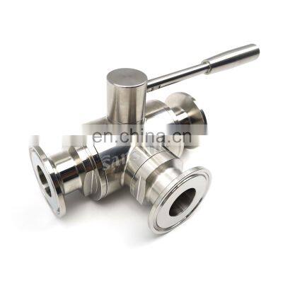 Customized Quick installation stainless steel sanitary three way one piece  ball valve and fittings