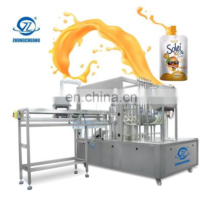 Automatic Packing Sauce Jelly Juice Beverage Baby Food Puree Doypack Spout Pouch Filling Capping Machine De Remplissage Liquide