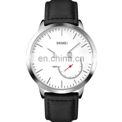 OEM Custom Logo Men Wristwatch Brand Skmei 1510 Japan Movement Waterproof Genuine Black Leather Quartz Watch