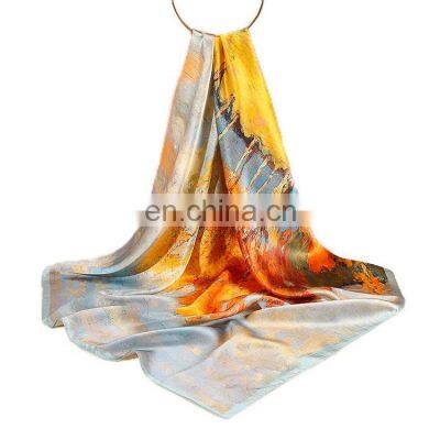 Luxury Big Size 88cm Square 100% Natural Silk Scarf For Women And Girls