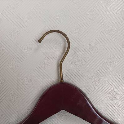 Hotel Closet Coat Suit Wooden Hanger With Bronzer Chrome Plated Round Hook Custom Logo Display Racks photo-3