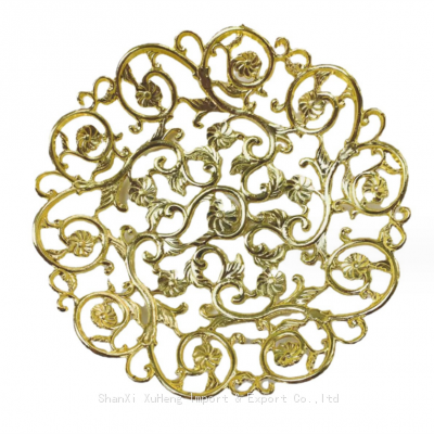 Wholesale Charger Plate Golden Egyptian Flower Hollow Out Plates Decorative Trays For Wedding photo-2