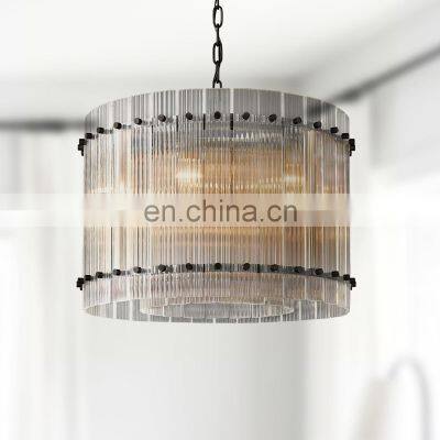 Modern Industrial Style Rivet Crystal Piece Chandelier Lighting Fixture for Living Room Kitchen Island Dining Room Foyer Lobby