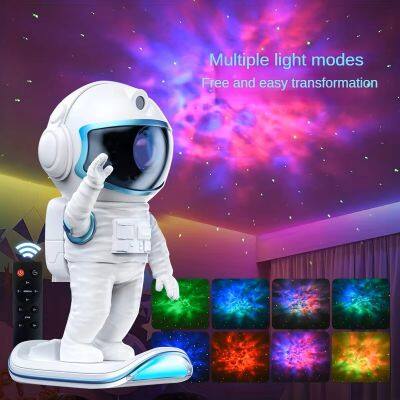 Skiing Astronaut Lamp 2024 Modern Design Galaxy Star Projector Smart Remote Control Led Nebula Sky Night Light For Kids Room