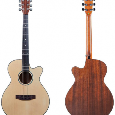 YAN/OEM SN-400 Custom New 40 Inch Acoustic Guitar (Mahogany Neck, Silver Enclosed Tuning Pegs, Natural Wood Color)