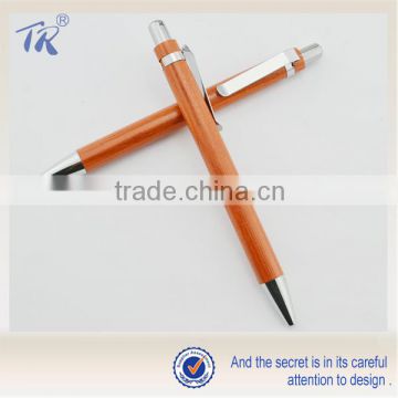 Alibaba China Supplier Made Promotional Bamboo Material Metal Clip Click Ball Pen