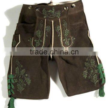 New Mens german bavarian oktoberfast trachten lederhosen short dark brown