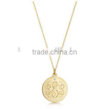 14K Gold Monogram Disc Necklace for Women In China Big Factory