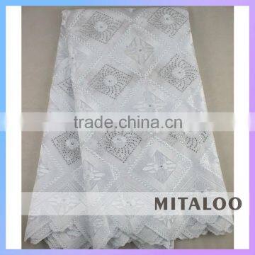 New Arrival Beautiful Cotton Heavy African Voile Lace Fabric MSL0352 in White Color