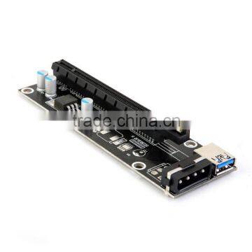 PCIe PCI-E PCI Express Riser Card 1x to 16x USB 3.0 Data Cable SATA to 4Pin IDE Molex Power Supply for BTC Miner Machine