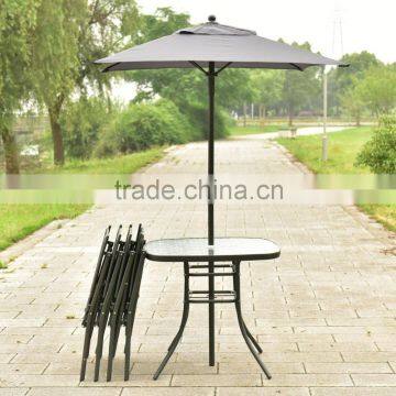 Patio Garden Set Furniture with Folding Chairs Table with Umbrella