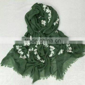 Wholesale Fringe Tassel Flower Embroidery Design Cotton Fashion Ladies Winter Shawl