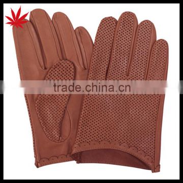 Womens perforated unlined leather gloves