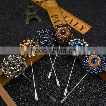 9 Colors Daisy Flower Men's Brooches Insert Long Brooch Pins Handmade Men's Lapel Pin for Suits Gentleman