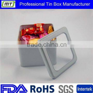 small metal tin box / small metal box with window top