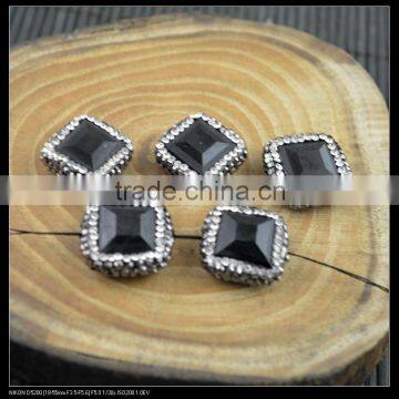 LFD-0063B Wholesale 18*19MM Druzy Black Stone Square Shape Pave Rhinestone Connectors Beads Jewelry Finding For Bracelet