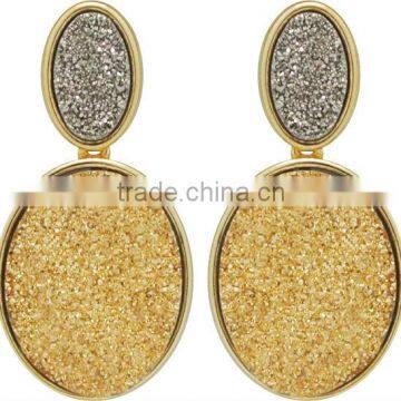 Earring with natural stone, GOLD PLATED