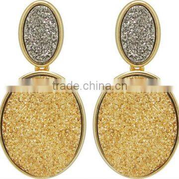 Earring With Natural Stone, GOLD PLATED