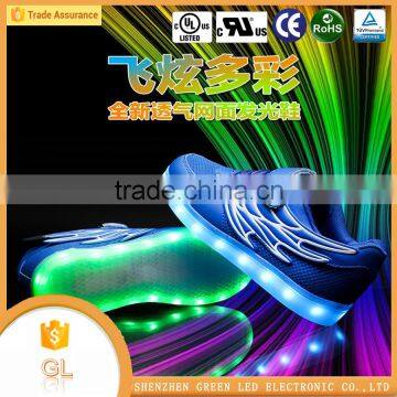 Beautiful breathable lighting kid shoes with 8 different changeable light led kids shoes