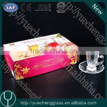 machine made clear coffee cup with plate wholesale