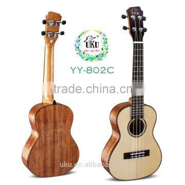 UKU YY-802C wholesale solid spruce acoustic guitar machinehead ukulele