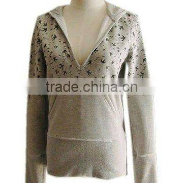 100% Cotton Jersey Knit Fleece Women Hoody