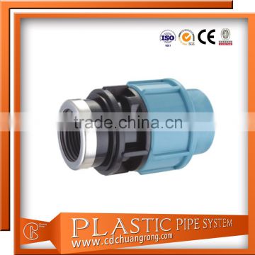 Blue color water pipe PP fitting female adapter compression