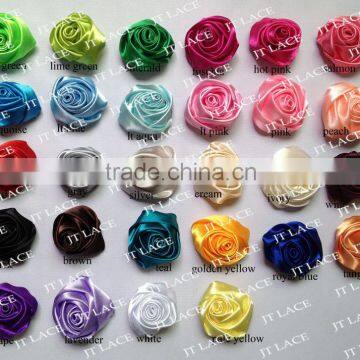 Hot Sale!!YOU PICK COLORS - 2" Large Satin Rosettes - Satin Rolled Rosettes - Satin Ribbon Roses                        
                                                Quality Choice