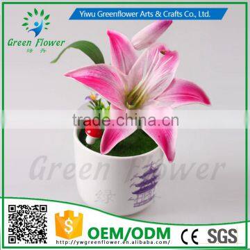 2016 Wholesale Multicolor Latex Artificial PU Flowers Single headed Lily Real Touch Bouquet Wedding Bridal Decor Display Flower