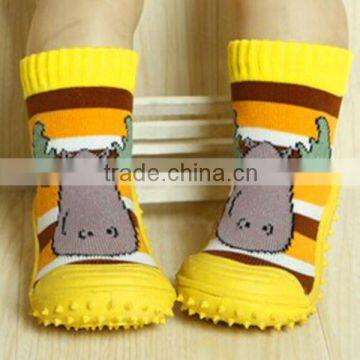 Organic cotton kids cute cartoon cow silicon rubber socks