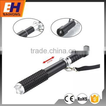 High Power LED Aluminium Riot Baton Flashlight, Zoom, Emergency Hammer, 100% bright, 50%bright, Strobe, 180lm