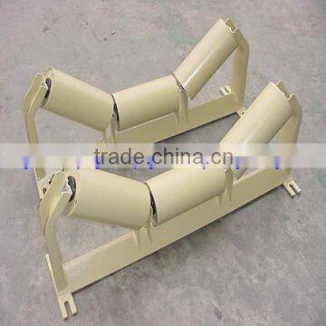 15deg return conveyor roller bracket with D130mm conveyor roller idler for copper belt conveyor