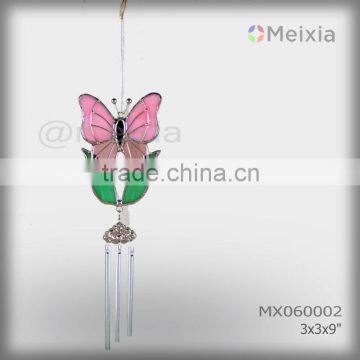 MX060002 wholesale tiffany style stained glass butterfly decoration mini wind chime