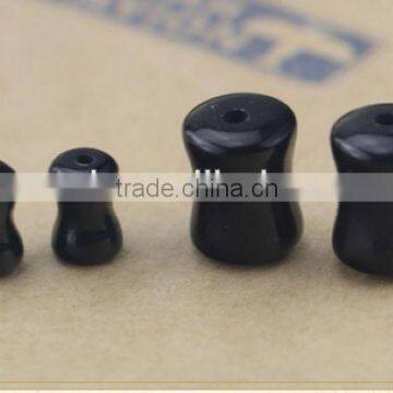 Wholesale semi precious stone earring black agate ear plug jewelry