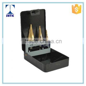 Professional grade drill bit, HSS straight flute and spiral flute step drill bit,3PCS