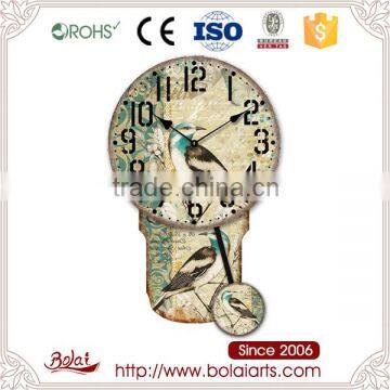 Elegant bird pattern arabic numerals dial mdf modern wall clocks